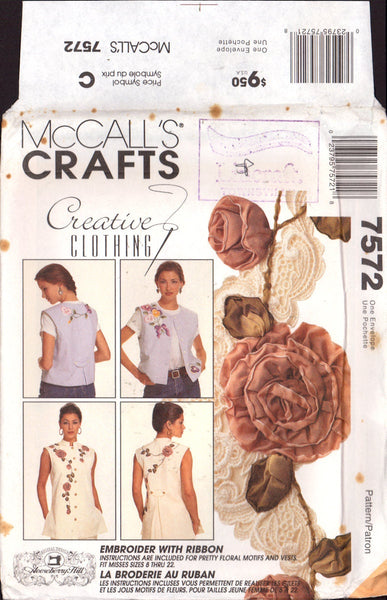 McCall's 7572 Sewing Pattern Vest Size 8-22 Uncut Factory Folded