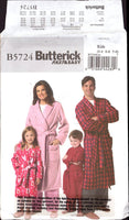 Butterick 5724 Sewing Pattern Children's Women's Men's Robe Belt Size 3-8 Uncut Factory Folded