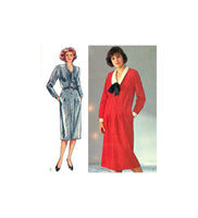 Style 4451 Dress with Tucked Front and Contrast Collar or Tie Neckline, Uncut, Factory Folded Sewing Pattern Size 18