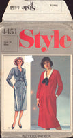 Style 4451 Dress with Tucked Front and Contrast Collar or Tie Neckline, Uncut, Factory Folded Sewing Pattern Size 18