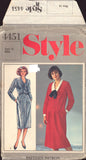 Style 4451 Dress with Tucked Front and Contrast Collar or Tie Neckline, Uncut, Factory Folded Sewing Pattern Size 18