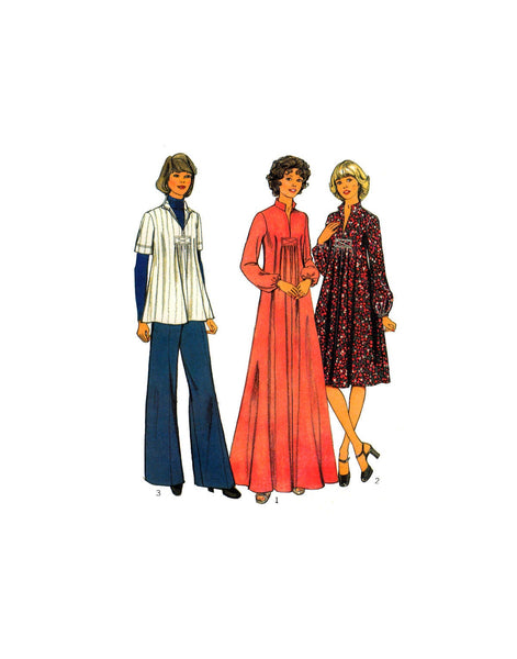 Style 1407 Maternity Wear: Dress in Two Lengths or Tunic Top, Uncut, Factory Folded Sewing Pattern Size 12