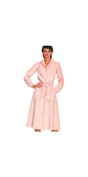 Simplicity 5279 Pullover Shirt Dress with Notched Collar, Long Sleeves and Sash, Uncut, Factory Folded Sewing Pattern Size 12-16