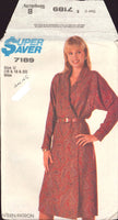 Simplicity 7189 Wrap Dress with Notched Collar and Long Tapered Sleeves, Uncut, Factory Folded Sewing Pattern Plus Size 16-20