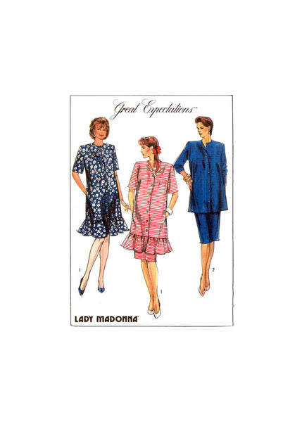 Simplicity 9030 Lady Madonna Maternity Dress or Tunic and Skirt, Uncut, Factory Folded Sewing Pattern Size 14