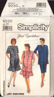 Simplicity 9030 Lady Madonna Maternity Dress or Tunic and Skirt, Uncut, Factory Folded Sewing Pattern Size 14