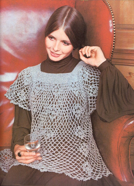 Vintage 70s Evening Smock Crochet Pattern Instant Download PDF 2 pages