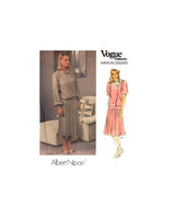 Vogue American Designer 1410 Albert Nipon Blouson Dress with Pleated Skirt, Uncut, Factory Folded Sewing Pattern Size 16