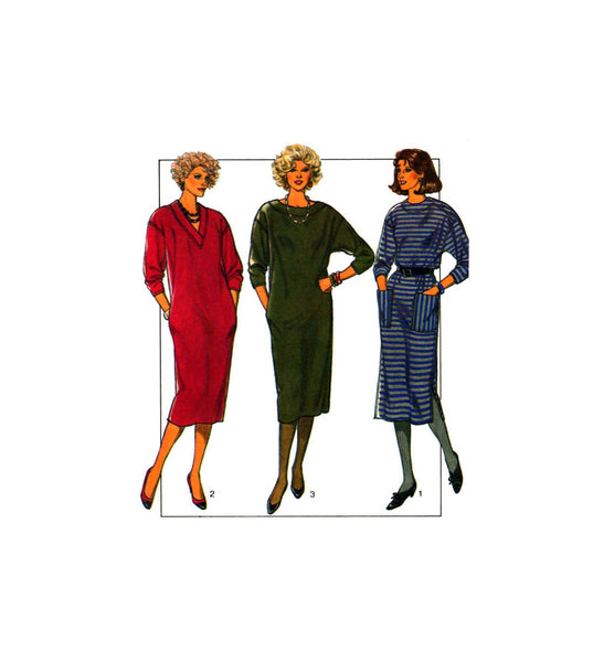 Style 4242 Loose-Fitting, Pullover Dress with Neckline Variations, Uncut, Factory Folded Sewing Pattern Size 14