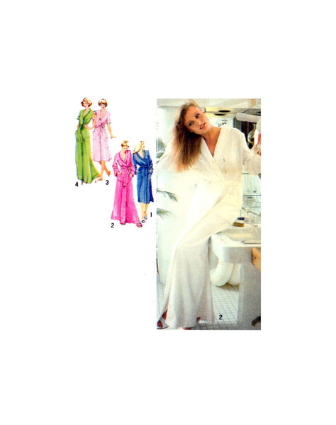 Simplicity 9220 Front Wrap Robe in Two Lengths with Long or Short Sleeves and Tie Belt, Uncut, Factory Folded Sewing Pattern Size 14