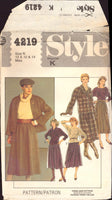 Style 4219 Lined Jacket, Pullover Top and Gathered Skirt, Uncut, Factory Folded Sewing Pattern Size 10-14