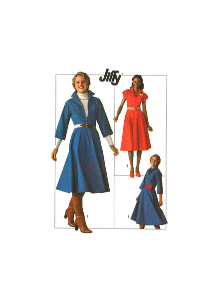 Simplicity 7792 Top Stitched, Front Zipper Dress with Long or Short Raglan Sleeves, Uncut, Factory Folded Sewing Pattern Size 14