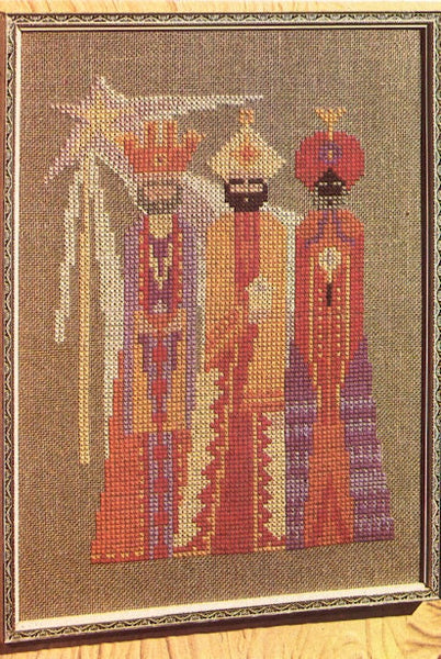 Vintage 70s Tapestry Christmas Three Wise Men Wall Hanging Instant Download PDF 2 + 2