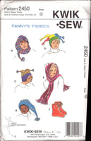 Kwik Sew 2450 Adult and Children's Hats and Slipper Socks, Uncut, Factory Folded Sewing Pattern Multi Size XS-XL