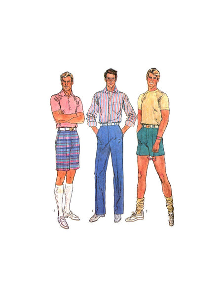 Simplicity 7671 Men's Straight Leg Pants, Bermuda Length Pants and Shorts, Uncut, Factory Folded Sewing Pattern Size 36 or 44