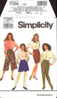 Simplicity 7386 High Waist Culottes in Two Lengths, Slim Skirt and Pants, Uncut, Factory Folded Sewing Pattern Multi Size 10-18