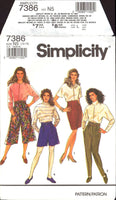 Simplicity 7386 High Waist Culottes in Two Lengths, Slim Skirt and Pants, Uncut, Factory Folded Sewing Pattern Multi Size 10-18