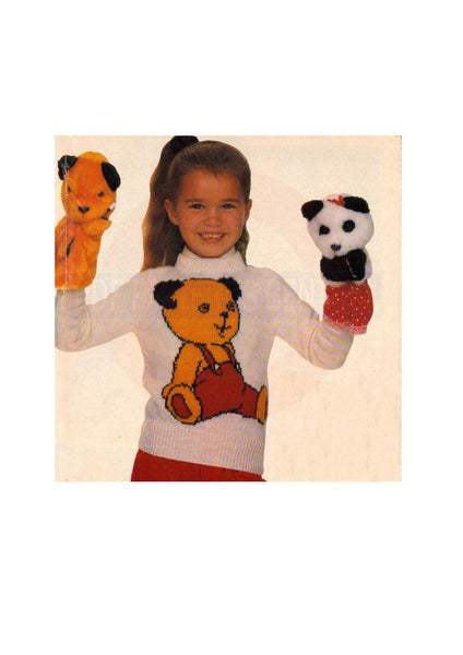 Vintage Knitted Sooty The Bear Sweater Pattern Instant Download PDF 3 pages