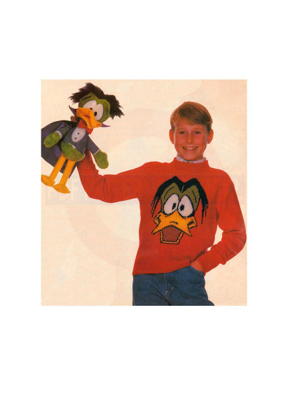 Vintage Knitted Count Duckula Sweater Pattern Instant Download PDF 3 pages