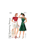 40s Blouse, Shorts and Jumper Dress in Two Lengths, Bust 32" (81 cm), Hip 35" (89 cm) Simplicity 3356, Vintage Sewing Pattern Reproduction