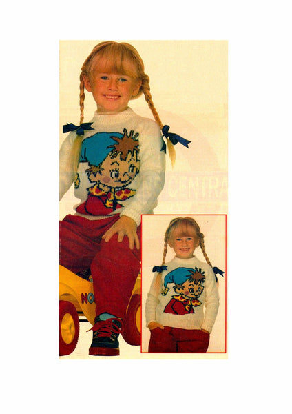 Vintage Knitted Noddy Sweater Pattern Instant Download PDF 4 pages