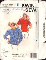 KwikSew 1831 Sewing Pattern Top Size XS-S-M-L-XL Uncut Factory Folded