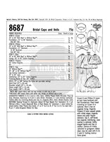 60s Bridal Caps and Veils, Sizes Small and Large, McCall's 8687, Vintage Sewing Pattern Reproduction