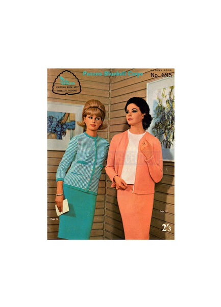 Patons 695 - 60s Knitting Patterns for Jumpers, Jackets, Skirts, Cardigan for Women Instant Download PDF 20 pages