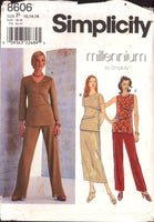 Simplicity 8606 Semi Fitted Tunics with Sleeve Variations, Straight Skirt and Pants, Uncut, Factory Folded Sewing Pattern Size 6-10 OR 12-16