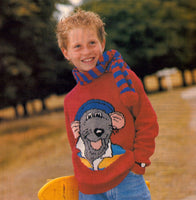 Vintage Knitted Roland Rat Sweater Pattern Instant Download PDF 3 pages