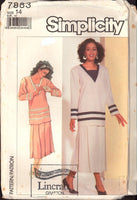 Simplicity 7883 Flapper Inspired Tunic Top and Pull on Skirt as a Two Piece Dress, Cut Sewing Pattern Size 14