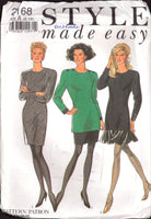 Style 2168 Semi-Fitted Dresses with Round Neckline, Optional Flounced Lower Edge, Uncut, Factory Folded Sewing Pattern Multi Size 8-18