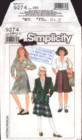Simplicity 9274 Skirts, Blouses and Unlined Jacket, School Uniform Style, Multi Size 6-12