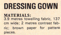 Man's Dressing Gown And Towelling Slippers instructions for DRAFTING SEWING PATTERN pieces Instant Download pdf 3 pages