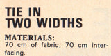 Vintage 70s Bow Ties, Tie And (Faux) Leather Tie Holder, instructions for DRAFTING SEWING PATTERN pieces pdf 3 pages