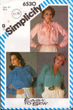 Simplicity 6530 Three Easy to Sew Blouses with Collar Variations, Uncut, Factory Folded, Sewing Pattern Size 10 Bust 32.5