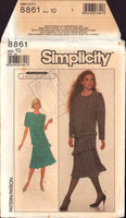 Simplicity 8861 Belle France Evening/Formal Blouson Dress with Two Tiered Skirt, Uncut, Factory Folded Sewing Pattern Size 10