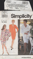 Simplicity 7281 Button Front Dress with V-Neck with Two Sleeve Lengths and Scarf, Uncut, Factory Folded Sewing Pattern Multi Size 10-18