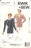 Kwik Sew 1815 Lined or Unlined Princess Line Single Breasted Jacket with V or Round Neck, U/C, F/Folded, Sewing Pattern Multi Size 14-20