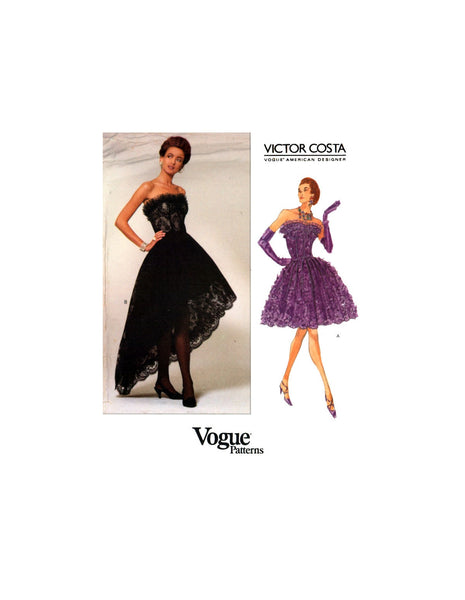 Vogue American Designer 2877 Victor Costa Strapless Evening or Cocktail Dress, Uncut, Factory Folded Sewing Pattern Size 12-14-16