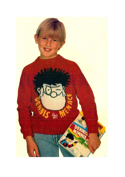 Vintage Knitted Dennis the Menace Sweater Pattern Instant Download PDF 3 pages
