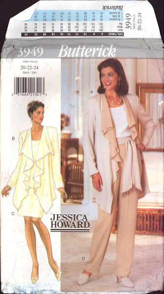 Butterick 3949 Sewing Pattern Jacket Top Skirt Pants Sash Size 20-22-24 Uncut