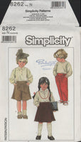 Simplicity 8262 Sewing Pattern Children's Skirt Pants Culottes 4-5-6 Uncut Factory Folded