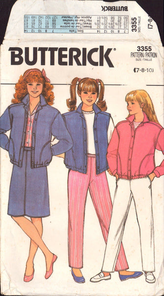 Butterick 3355 Sewing Pattern Girl's Jacket Vest Pants Skirt Size 7-8-10 Uncut Factory Folded