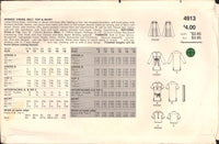 Butterick 4913 Sewing Pattern Dress Belt Top Skirt Belt 8-10-12 Uncut Factory Folded