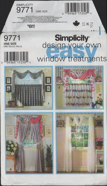 Simplicity 9771 Sewing Patterns Window Treatments Uncut Factory Folded