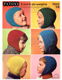 Patons 7005 - Boys' Helmets Knitting Patterns Instant Download PDF 12 pages