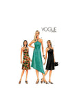 Vogue 7874 Slightly Flared, Asymmetrical Hem Halter Dress, Uncut, Factory Folded Sewing Pattern Size 6-8-10