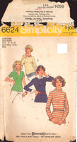 Simplicity 6624 Stretch Knit Tops with Long or Short Sleeves and Neckline Variations, Uncut, Factory Folded Sewing Pattern Size 6-8