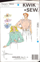 Kwik Sew 1902 Blouses with Collar Trim Variations, Concealed Buttons  and Long or Short Sleeves, U/C, F/F Sewing Pattern Multi Size XS-XL